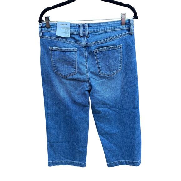 NWT New Sonoma Womens Size 12R High Rise Wide Leg Crop Denim Blue Jeans - Picture 2 of 5